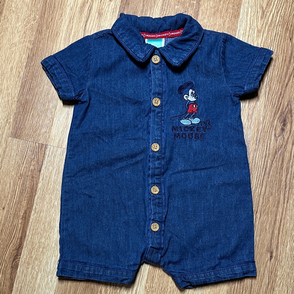 Mickey Mouse Disney Baby Denim Romper 3/6 Months